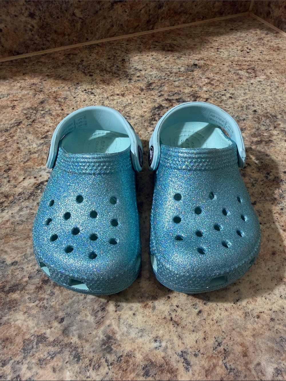 Blue Glitter Crocs Girls Toddler 6 Classic Frozen Elsa‎ Shoes H73